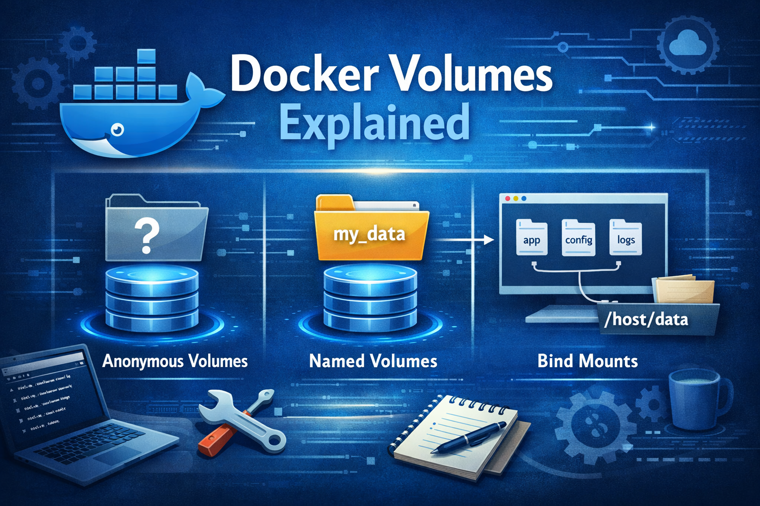 Understanding Docker Storage: Volumes and Bind Mounts illustration